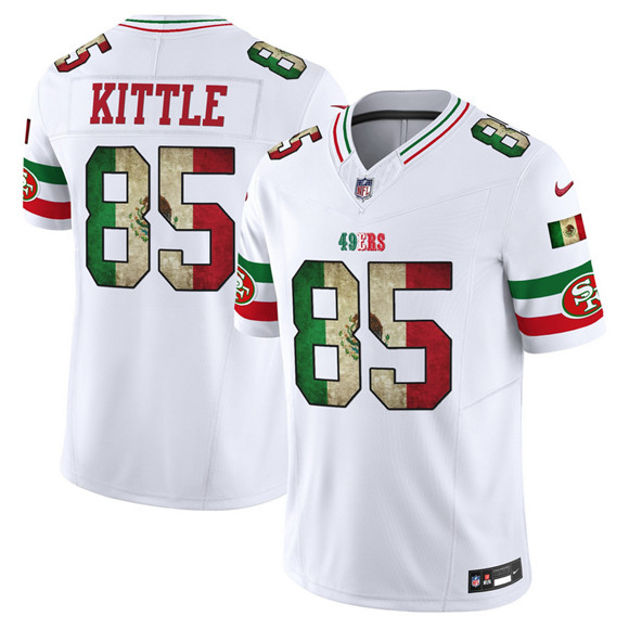 Men's San Francisco 49ers #85 George kittle White 2025 F.U.S.E. Mexico Vapor Limited Stitched Football Jersey Men's San Francisco 49ers #85 George kittle White 2025 F.U.S.E. Mexico Vapor Limited Stitched Football Jersey